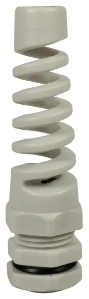 PRO ELEC Nylon Cable Gland with Spiral Strain Relief - Grey