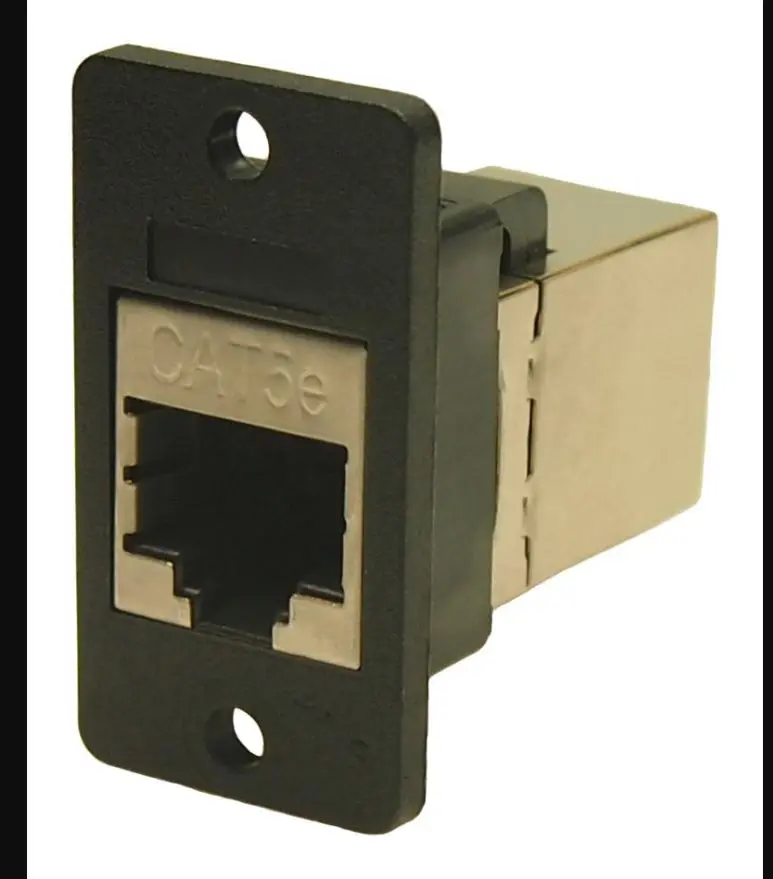 CLIFF Connector RJ45 Cat5e Blindado de Paso, Negro, Agujeros 3.2mm