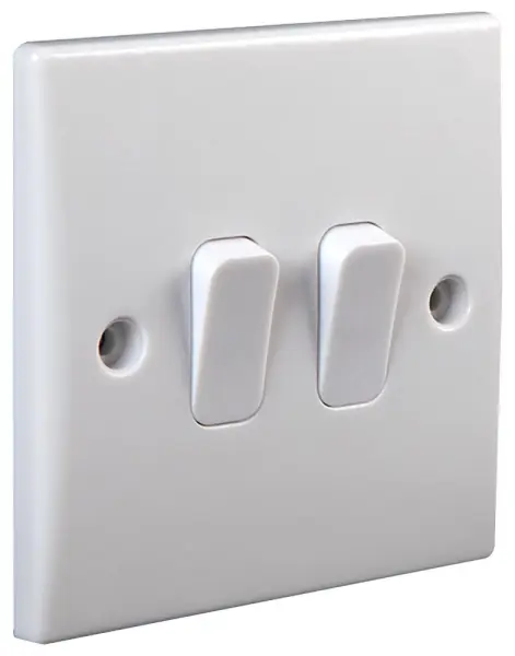 PRO ELEC 2 Gang 2 Way Rounded Edge Wall Switch, 10AX, 250V