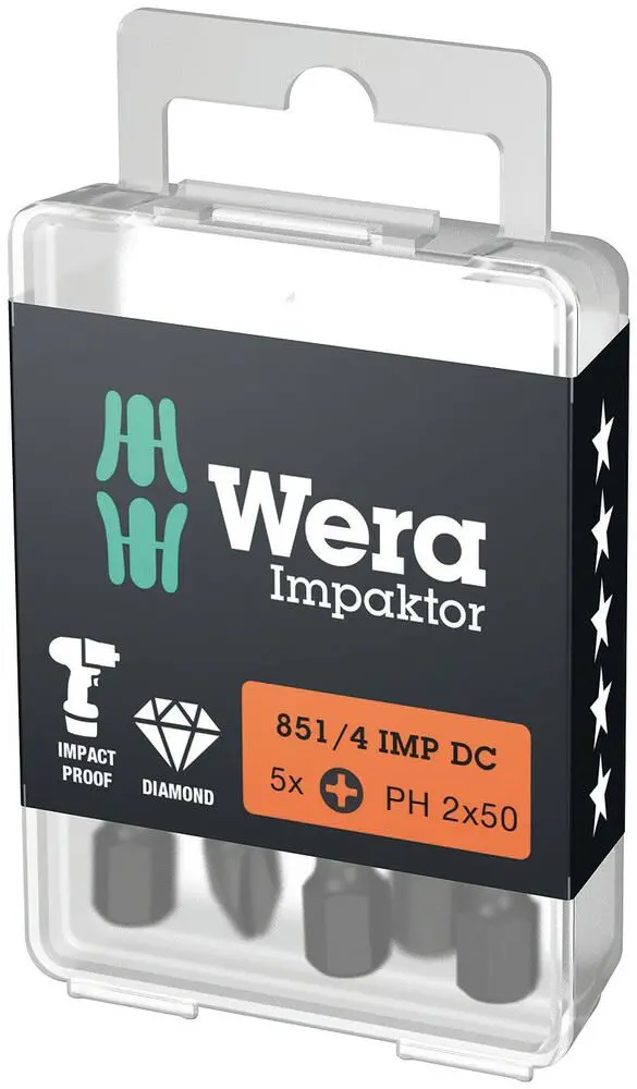Wera IMP DC PH DIY Impaktor PH Bits, PH 3 x 50mm, 5-pack