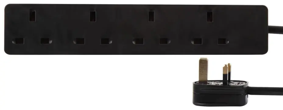 PRO ELEC Regleta Alargadora 4 Tomas, 0.5m, 13A, Negra