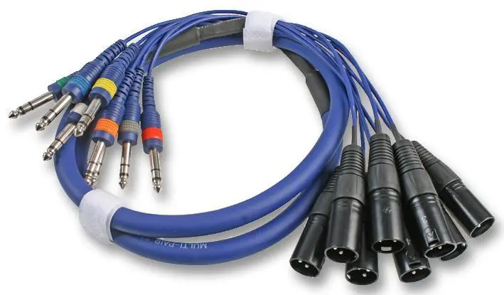PRO SIGNAL 8-Way XLR to 6.35mm Stereo Jack Lead, 3m Blue