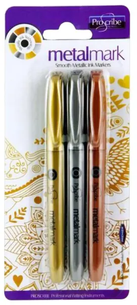 Premier Metallic Marker Pens, Gold, Silver & Bronze, Pack of 3