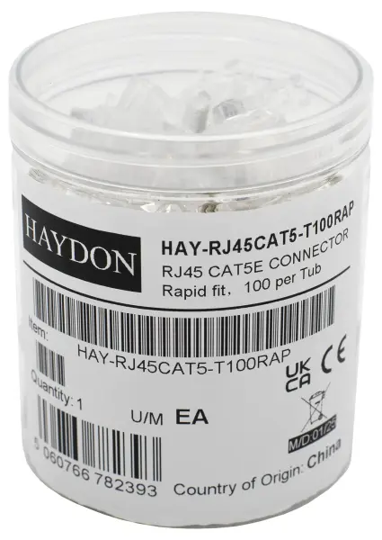 HAYDON RJ45 Cat5e Rapid-Fit Plugs, Pack of 100