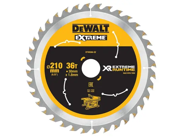 DEWALT XR FlexVolt Tischkreissägeblatt 210 x 30mm x 36Z für grobe Schnitte