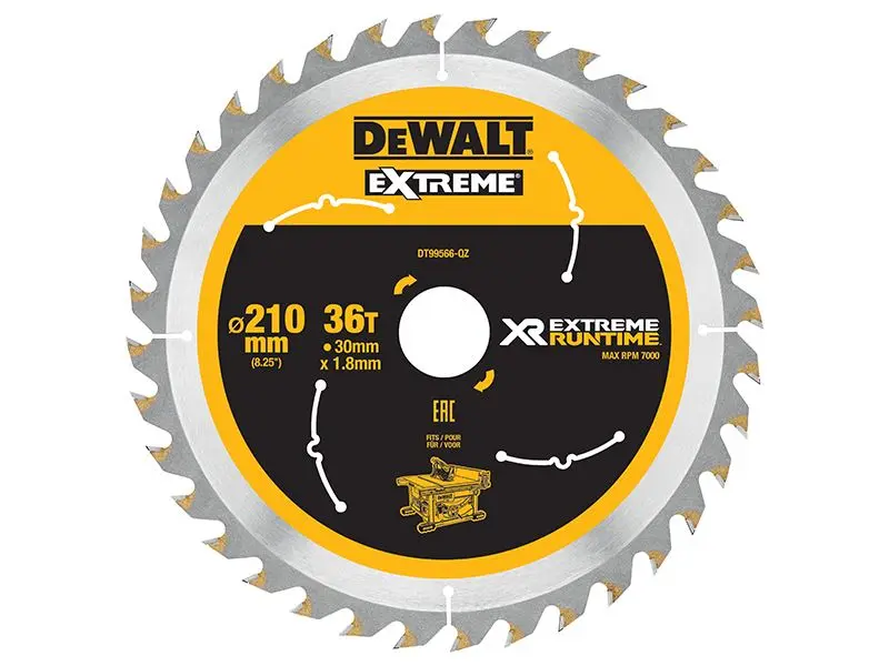 Dewalt XR FlexVolt Table Saw Blade 210mm x 36T, 30mm Bore
