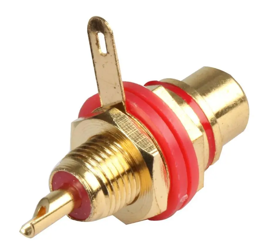 PRO SIGNAL Conector RCA para Chassis, Banhado a Ouro, Vermelho