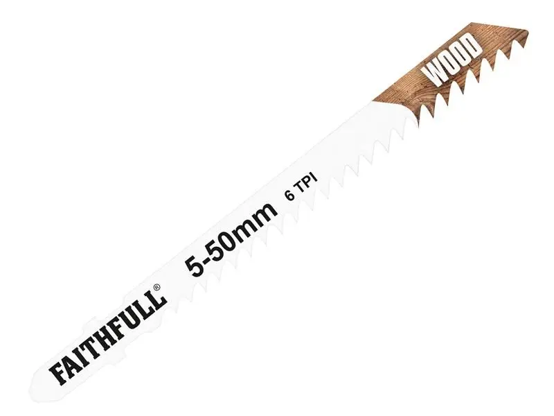 Faithfull Wood Jigsaw Blades, T144D, Pack of 5, High Carbon Steel