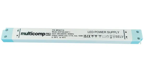 Multicomp Pro AC/DC Slimline LED Driver - 24V 4.16A 100W