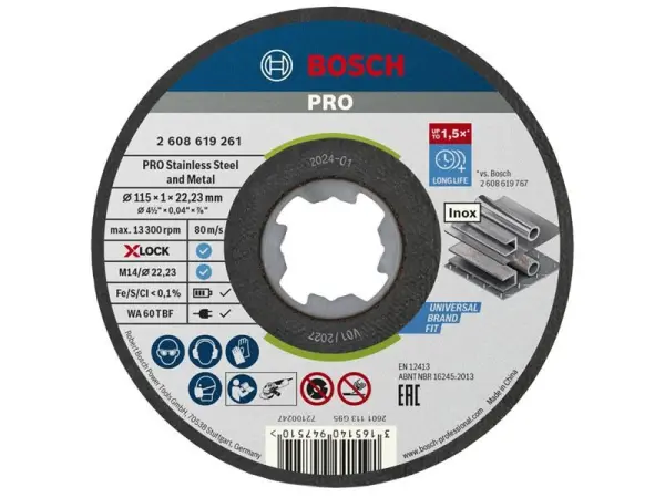 Bosch PRO Stainless Steel & Metal Cutting Disc 115 x 1.0 x 22.23mm - Tin of 10