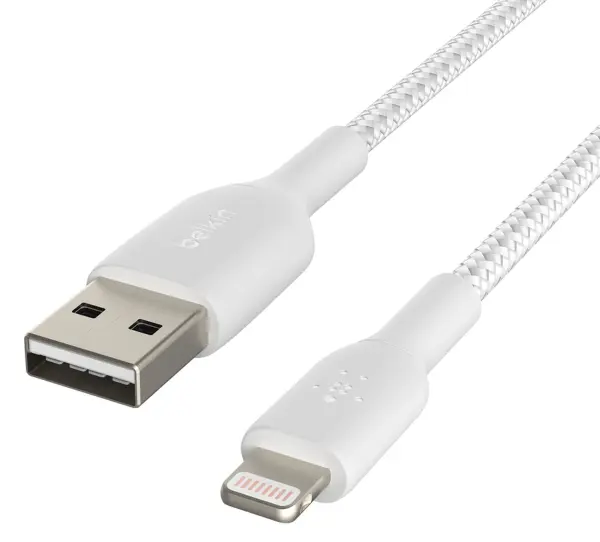 Belkin BoostCharge Braided USB-A to Lightning MFi Cable, 2m White