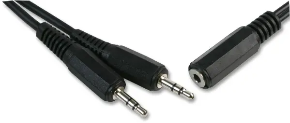 PRO SIGNAL - Kabel Jack Stereo 3.5mm Dual Plug ke Soket, 0.5m Hitam