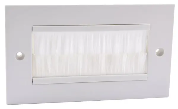 PRO SIGNAL 2 Gang Brush Faceplate, White, 86x120x10mm