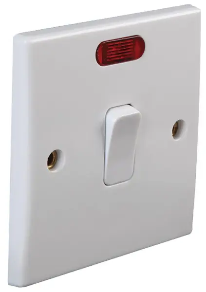 PRO ELEC Interruttore a 2 Poli con Neon, Bianco, 20A, 250V