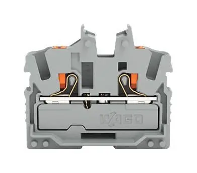 WAGO 2 Conductor Miniature Through Terminal Block, Push In Cage Clamp - Grey 22 AWG 12 AWG