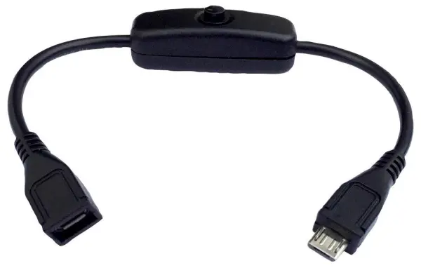 PRO SIGNAL Câble interrupteur Micro USB pour Raspberry Pi, 200mm, Noir