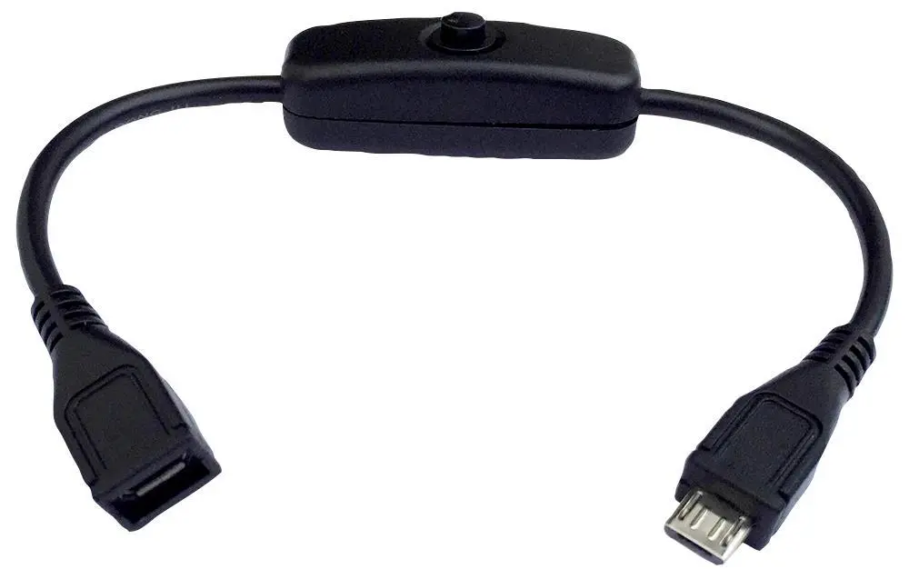 PRO SIGNAL Micro USB Switch Lead for Raspberry Pi, 200mm, Black