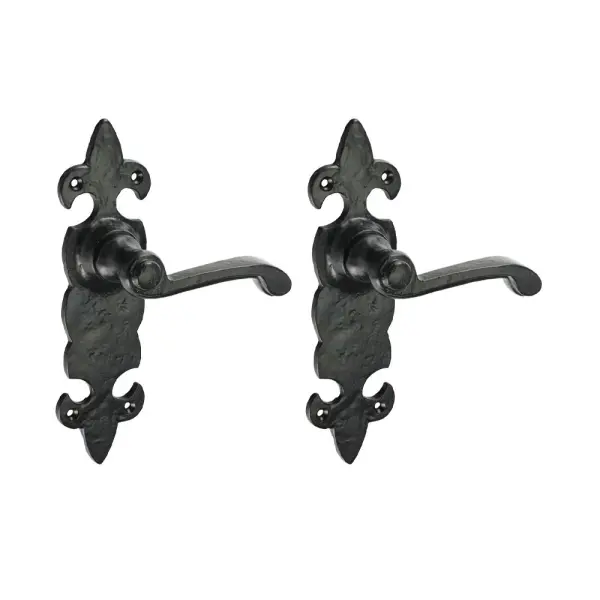 Timco Fleur De Lys Ornate Lever Latch Handles, Antique Black, 195x55mm (2 Pack)