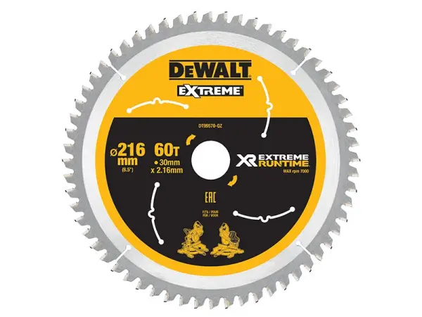 DEWALT XR FlexVolt Circular Saw Blade, 216mm, 60T