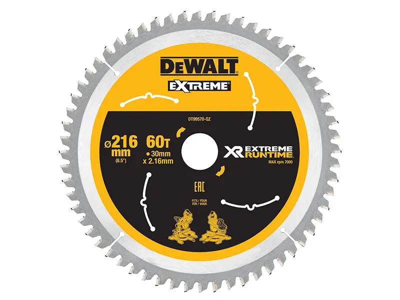 Lâmina para Serra Circular DEWALT XR FlexVolt, 216mm, 60 Dentes
