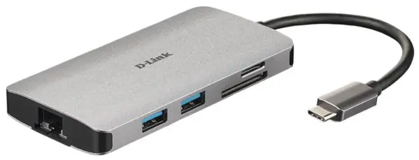 D-Link USB-C Cúpla Port le LAN, Léitheoir SD & 3 USB-A