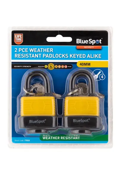 Blue Spot Tools - Cadenas résistants aux intempéries 40mm (2 pièces clé identit