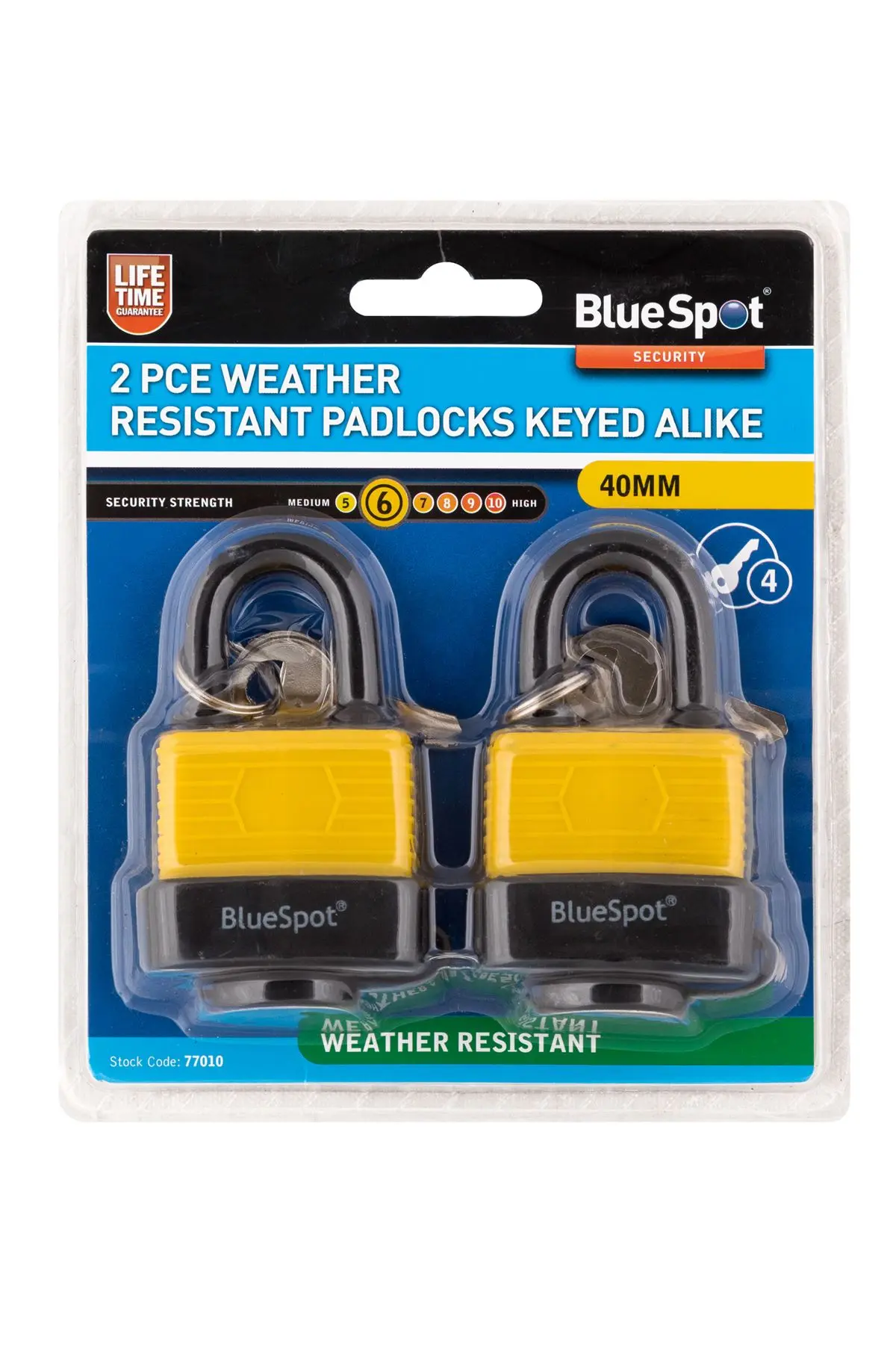Blue Spot Tools - Κλειδαριές Ανθεκτικές στη Βροχή 40mm (2 τεμάχια, ίδια κλείδα)