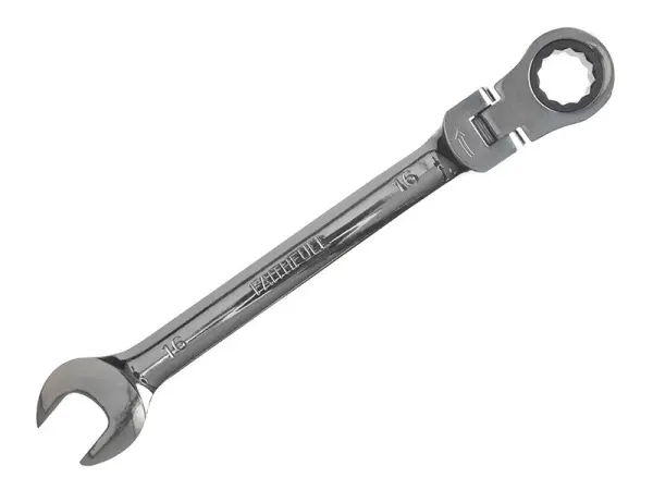 Faithfull 16mm Flex Head Ratchet Spanner, Chrome Vanadium