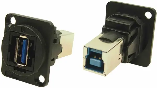 CLIFF USB 3.0 A na B panelový průchozí konektor s rámečkem XLR