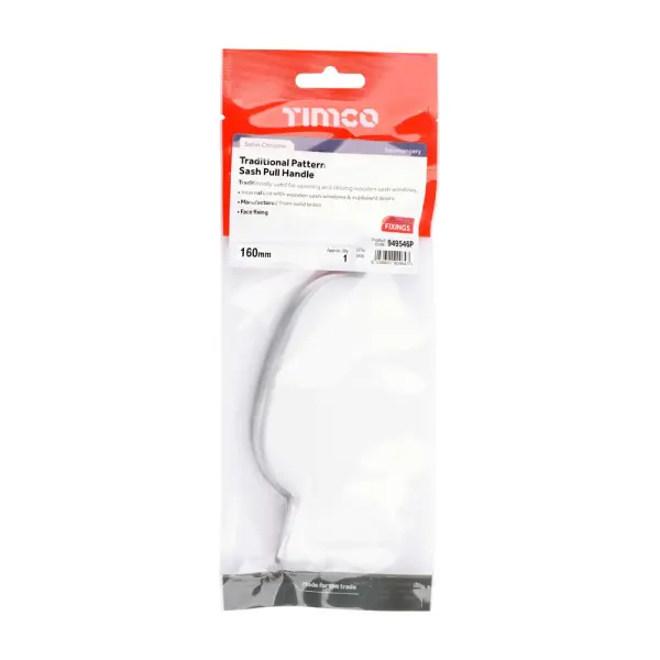 Poignée de tirage Timco en laiton massif – Chrome satiné 160 mm