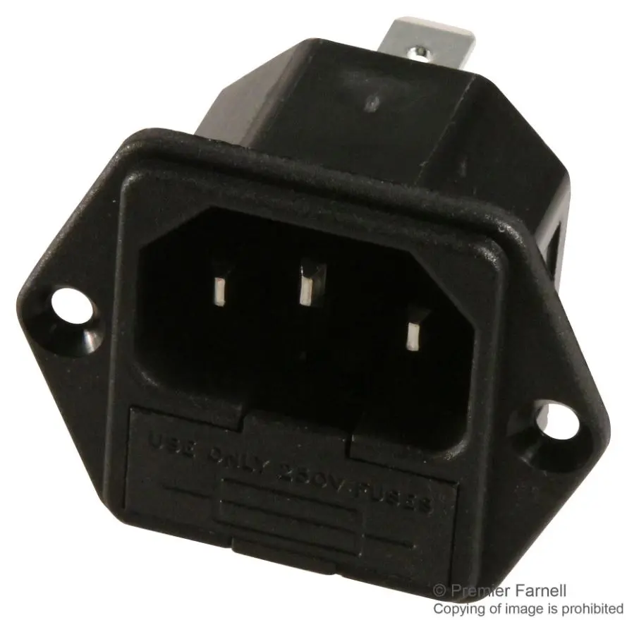 Bulgin PF0001/63 Fused IEC C14 Inlet, 10A, 250VAC, EN60320-1