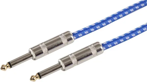CHORD 3m kabel male to male pro kytaru, 6,35 mm (1/4″), modrý/bílý