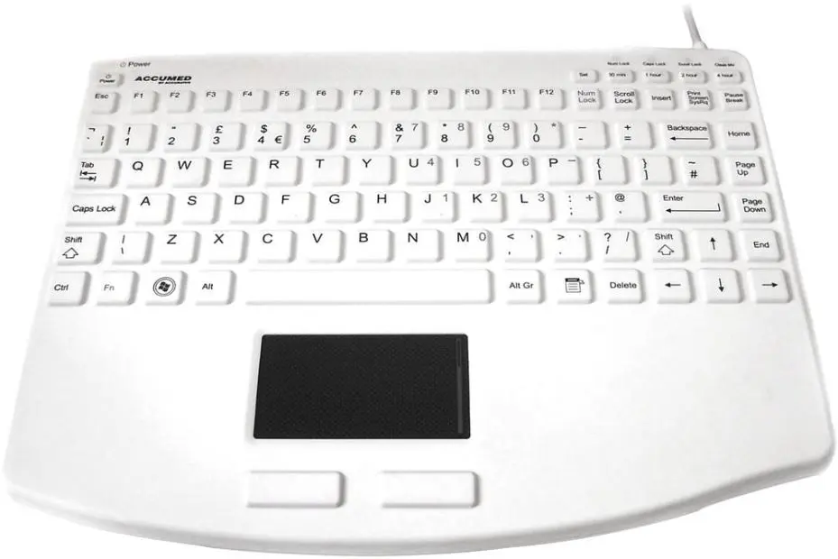 ACCURATUS AccuMed IP67 Antibacterial Medical Keyboard with Touchpad, White