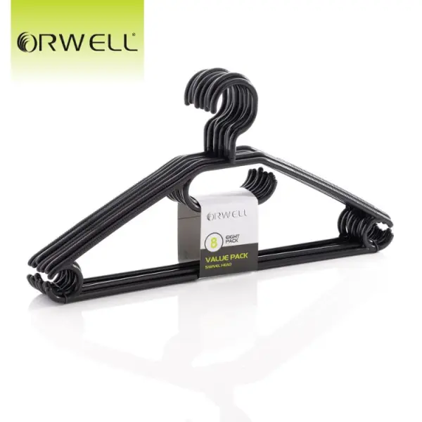 Orwell Value Swivel Head Hangers Black 8pk