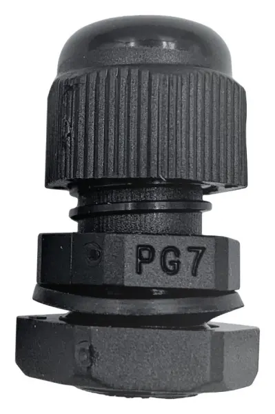 PRO ELEC Nylon Cable Gland, PG7, 3-6.5mm, Black, IP68