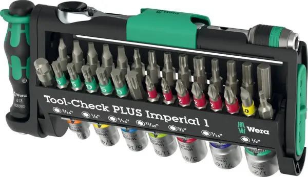 Wera Tool-Check PLUS Imperial 1 Compact Bit Ratchet & Socket Set, 39 Pieces
