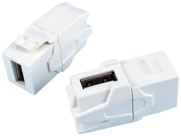 TUK 90° USB 2.0 A Female naar Female Keystone Coupler - Wit