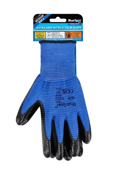 Blue Spot Tools - Nitrilové pracovní rukavice s extra přilnavostí, velikost 8 (