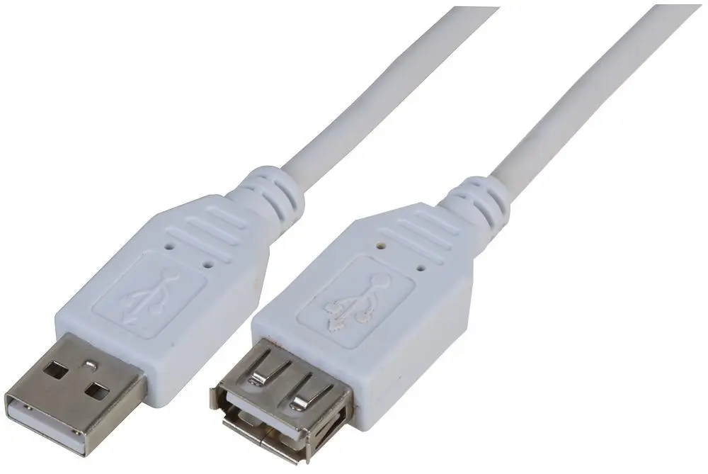 PRO SIGNAL Cabo USB 2.0 Macho para Fêmea, Branco, 2m