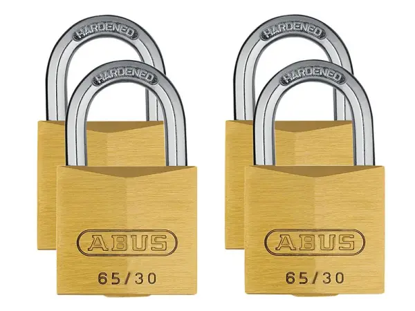ABUS 65/30mm Visací zámek 4ks, mosazné tělo a ocelový oblouk s NANO PROTECT™