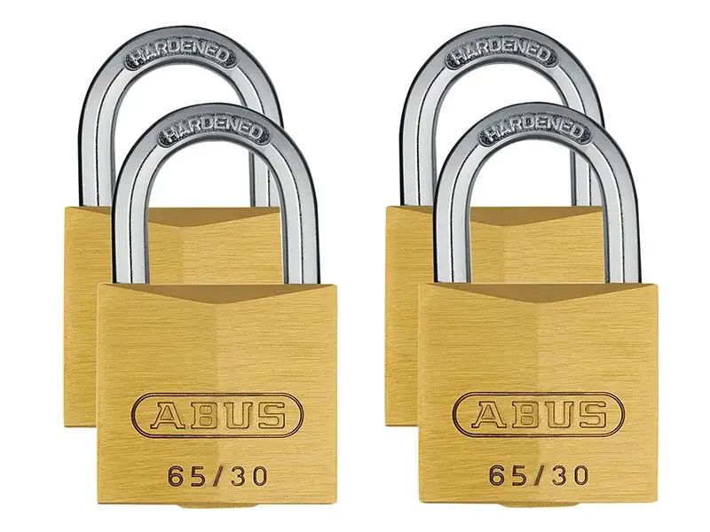ABUS 65/30mm Visací zámek 4ks, mosazné tělo a ocelový oblouk s NANO PROTECT™