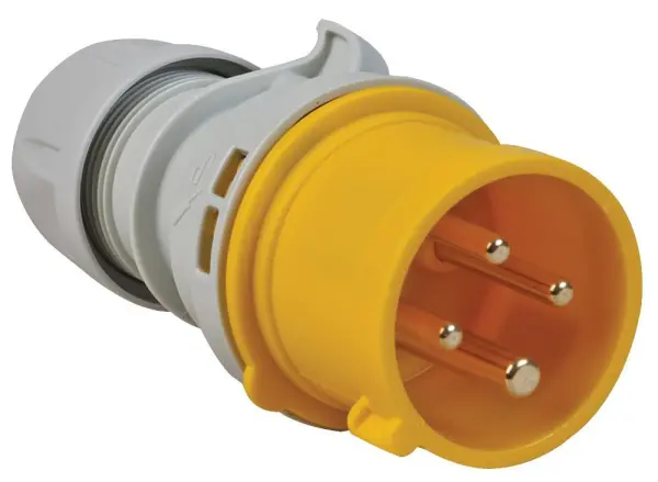 PCE Enchufe CEE 16A 110V, 3P+E, Amarillo, IP44, Montaje en Cable