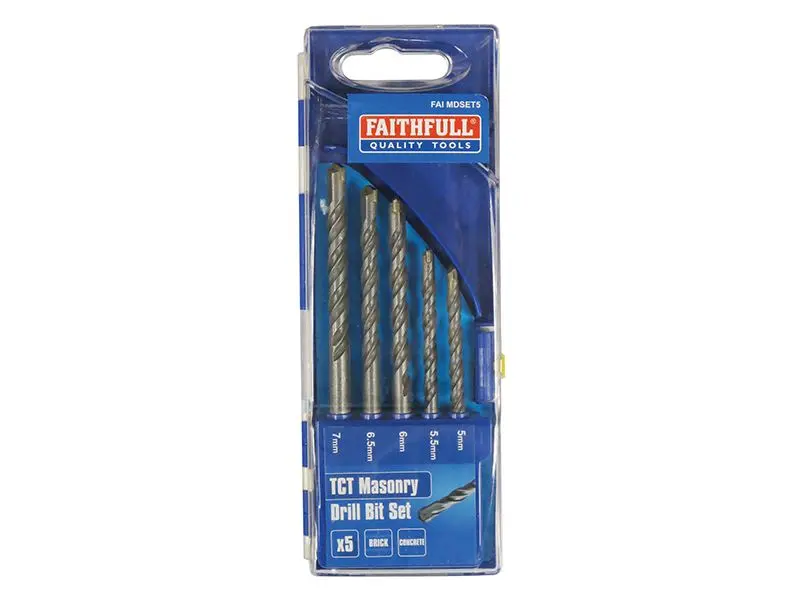 Faithfull Standard Masonry Drill Bit Set, 5-Piece