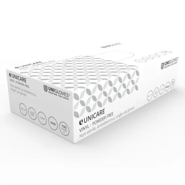Raraion Disposable Vinyl Gloves, Powder-Free, Clear, Medium, 100pk