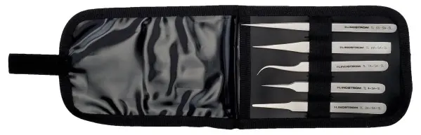Lindstrom Stainless Steel High Precision Tweezers Set, 5 Piece