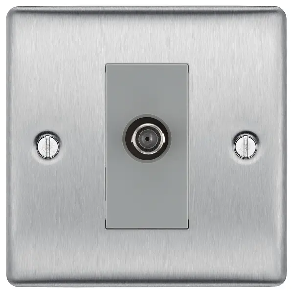 BG Nexus Metal Single Satellite Socket, Brushed Steel