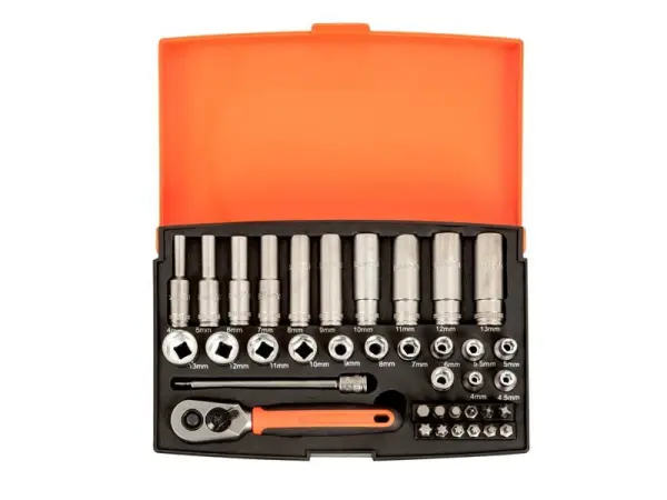 Bahco SL25L 1/4in Deep Drive Socket Set, 37-Piece