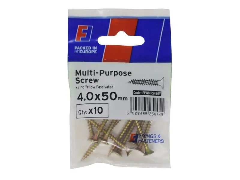 ForgeFix Parafusos CSK Pozi Multi-Uso 4,0 x 50mm, Embalagem de 10