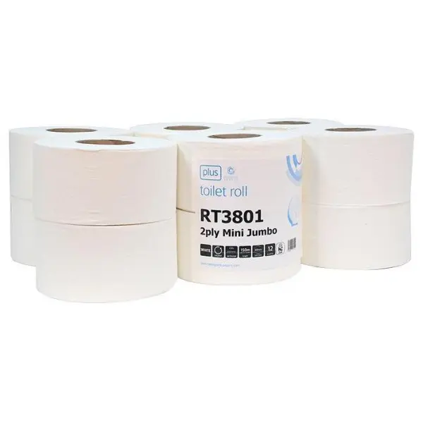 ESSENTIALS Mini Jumbo 2-Ply Toilet Roll 150m, 12 Pack