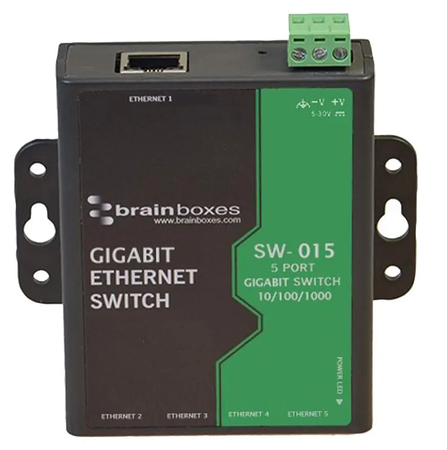 BRAINBOXES 5-Port Industrieller Gigabit-Ethernet-Switch